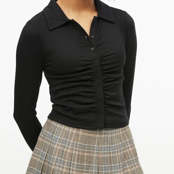 Bluenotes Long Sleeve Button-Up Top With Collar - Picture 1 of 4